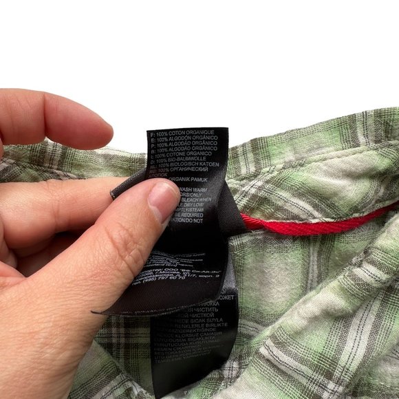 North Face Mens XL Green Plaid Check 100% Cotton Short Sleeve Button Up Shirt - Picture 7 of 11